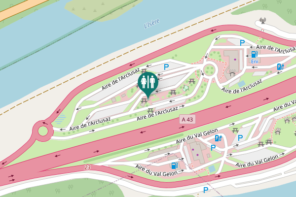 Map showing location of Aire de l'Arclusaz Toilet