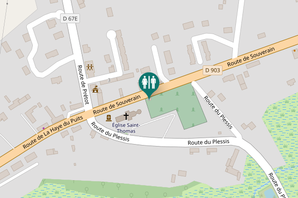 Map showing location of Route de Souverain Toilet