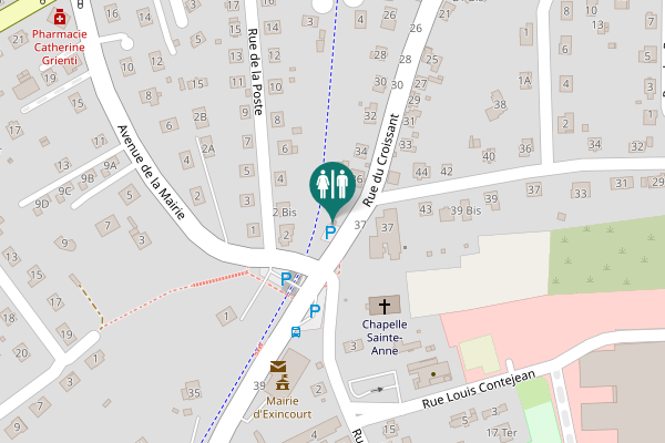 Map showing location of Rue du Croissant 37 Toilet