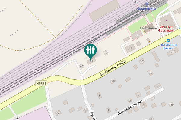 Map showing location of Vokzalnaya Street 14 Toilet