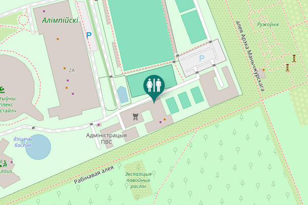 Map showing location of Рабінавая алея Toilet