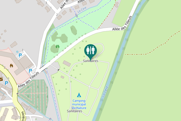 Map showing location of Sanitaires