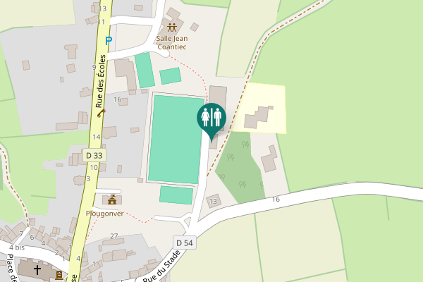 Map showing location of Plougonver Toilet