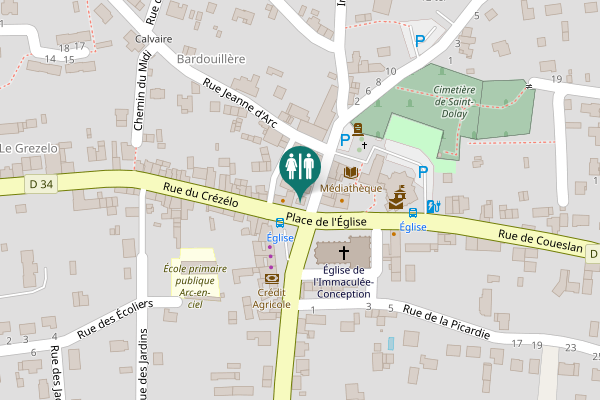 Map showing location of Place de l'Église 4 Toilet