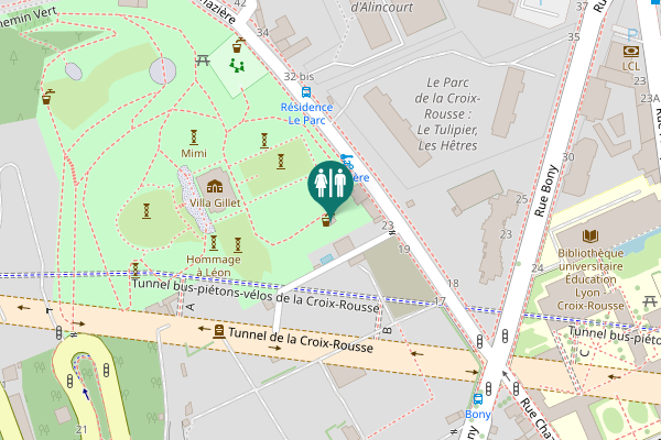 Map showing location of Rue Chazière 25 Toilet