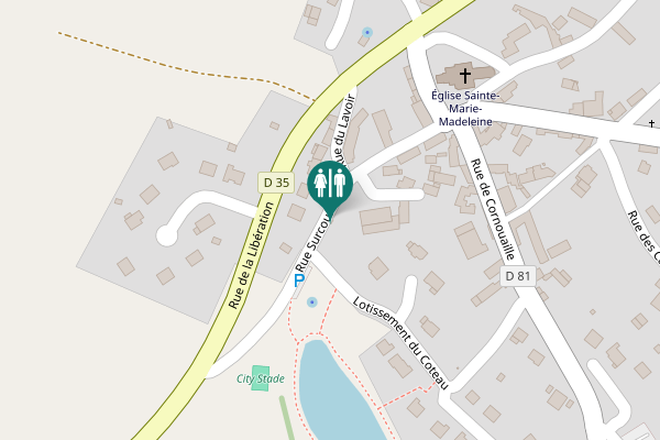 Map showing location of Rue Surcouf Toilet