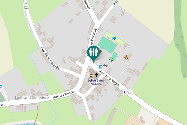 Map showing location of Rue de la Vègre Toilet