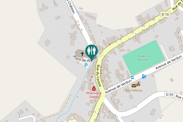 Map showing location of Place de l'Église Toilet