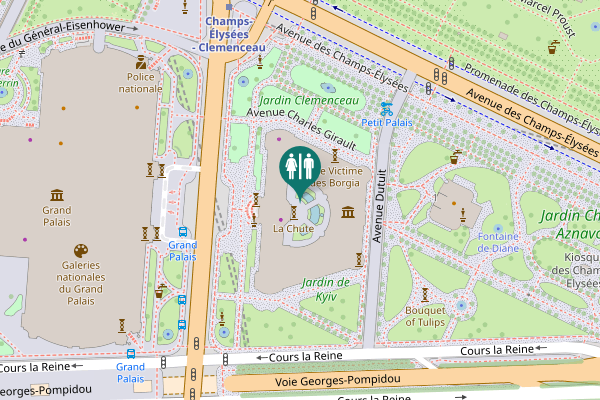 Map showing location of Paris Toilet