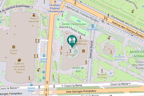 Map showing location of Paris Toilet