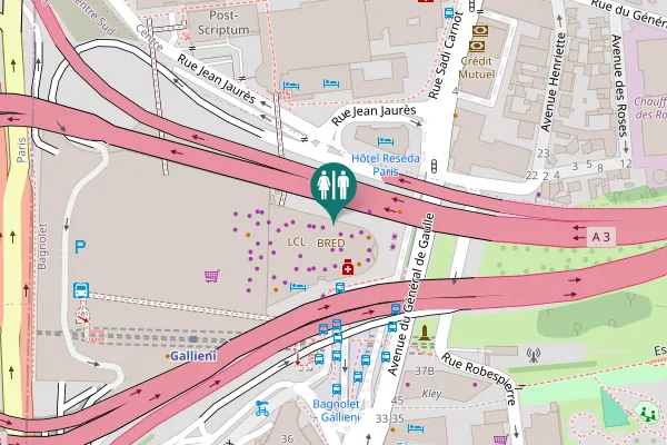 Map showing location of A 3 Toilet