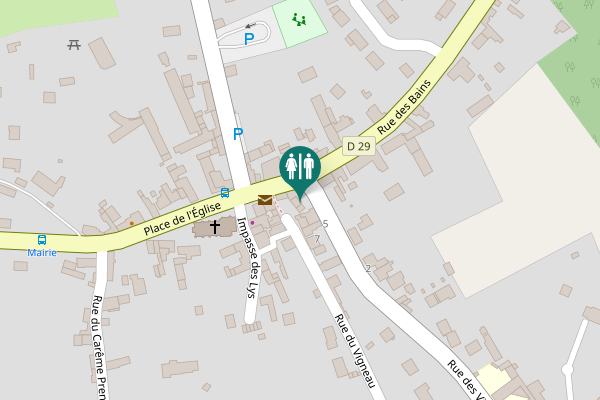 Map showing location of Rue des Bains Toilet
