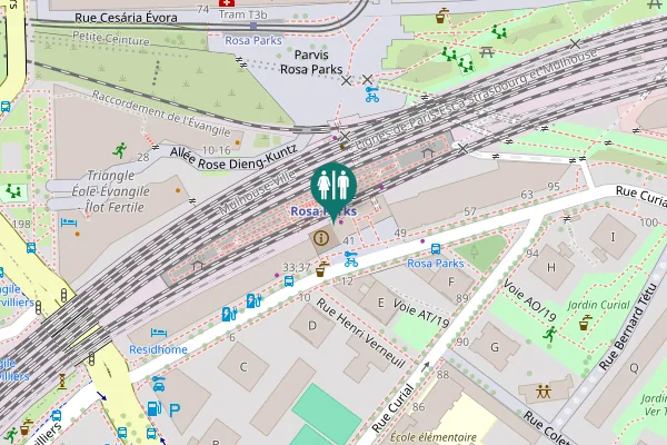 Map showing location of Rue Gaston Tessier 41 Toilet