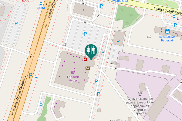 Map showing location of вуліца Юрыя Гагарына 107 Toilet