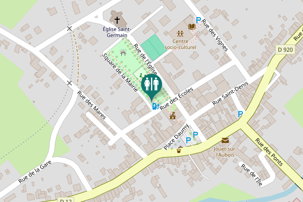 Map showing location of Square de la Mairie Toilet