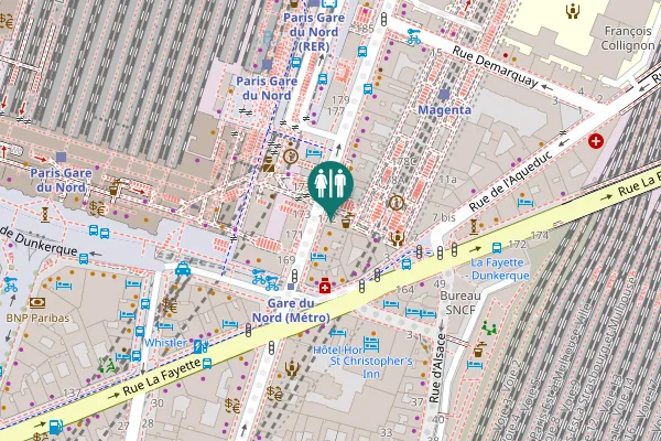 Map showing location of Rue du Faubourg Saint-Denis 172 Toilet