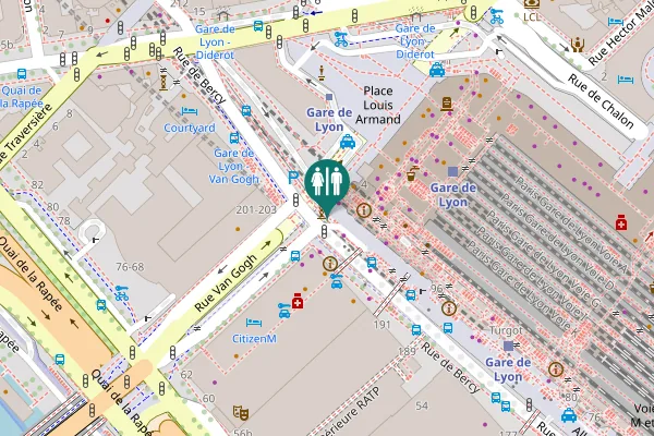 Map showing location of Rue de Bercy Toilet