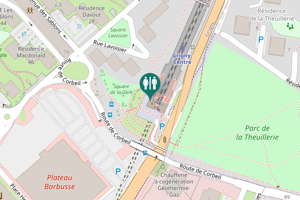 Map showing location of Parvis de la Gare Toilet