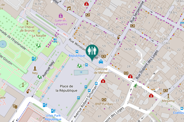 Map showing location of Rue Winston Churchill 16 Toilet