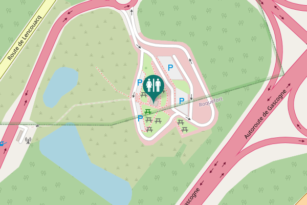 Map showing location of Autoroute de Gascogne Toilet