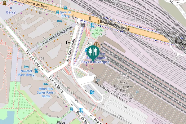 Map showing location of Rampe d'accès à la gare de Bercy Toilet