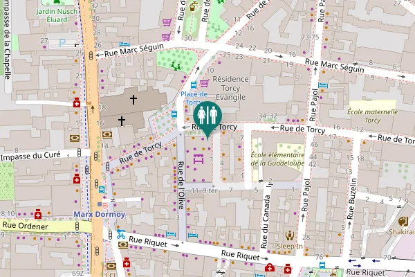 Map showing location of Rue de Torcy 40 Toilet