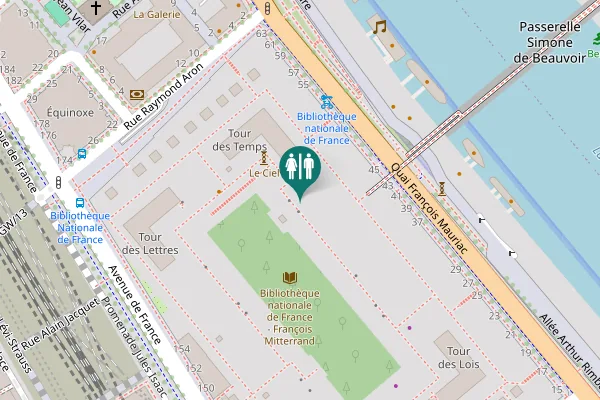 Map showing location of Entrée Ouest Toilet