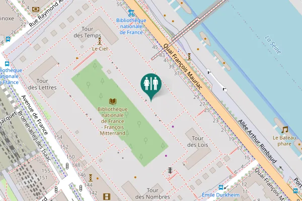 Map showing location of Passerelle Simone de Beauvoir Toilet