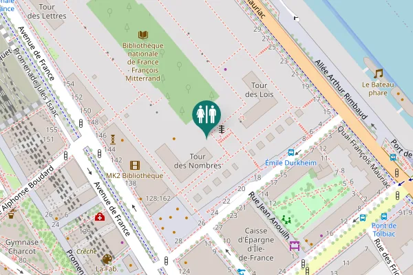 Map showing location of Entrée Est Toilet