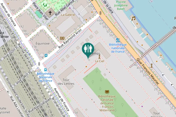 Map showing location of Entrée Ouest Toilet