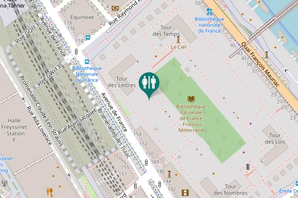 Map showing location of Entrée Ouest Toilet