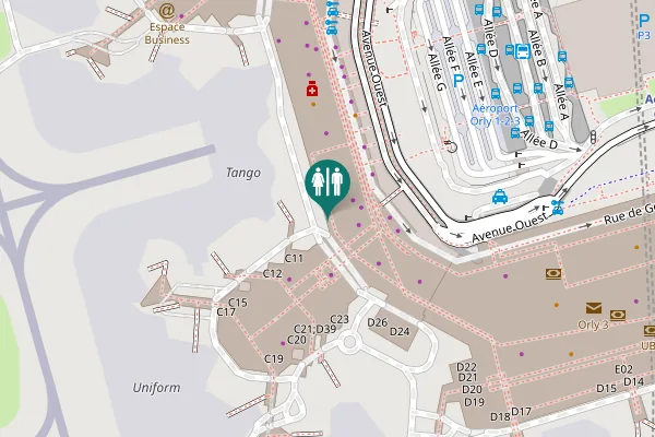 Map showing location of Rue de Genève Toilet