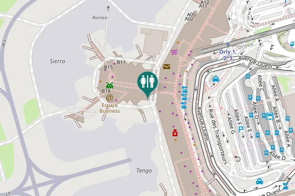 Map showing location of Rue de Genève Toilet