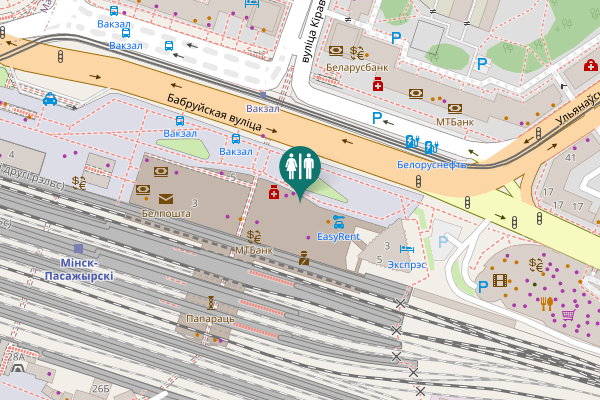 Map showing location of Pryvakzaĺnaya Square 3 Toilet