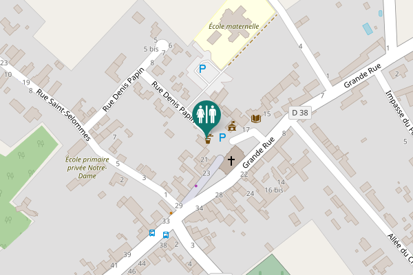 Map showing location of Toilettes publiques