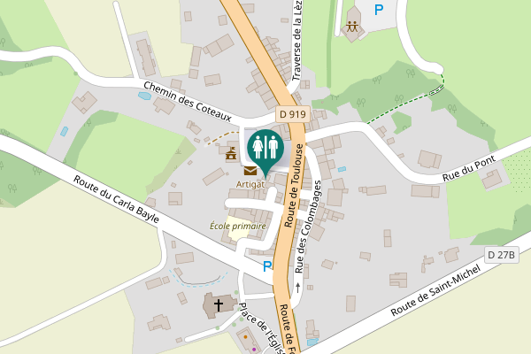 Map showing location of Place de la Mairie Toilet