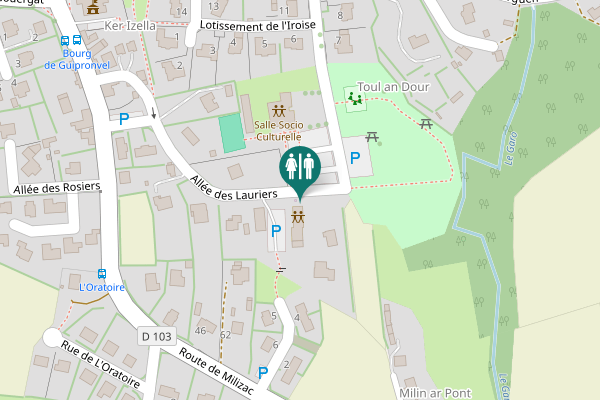 Map showing location of Allée des Lauriers Toilet
