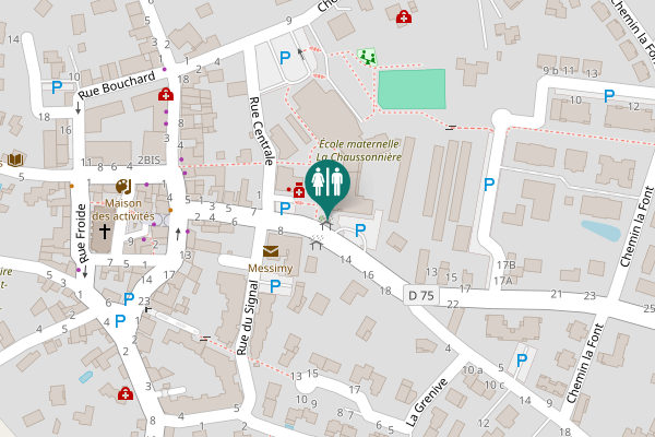 Map showing location of Avenue des Alpes 12 Toilet