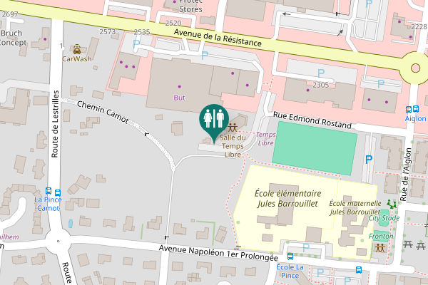 Map showing location of Rue Edmond Rostand 23 Toilet