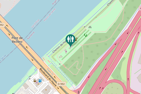 Map showing location of Chemin de Halage Toilet