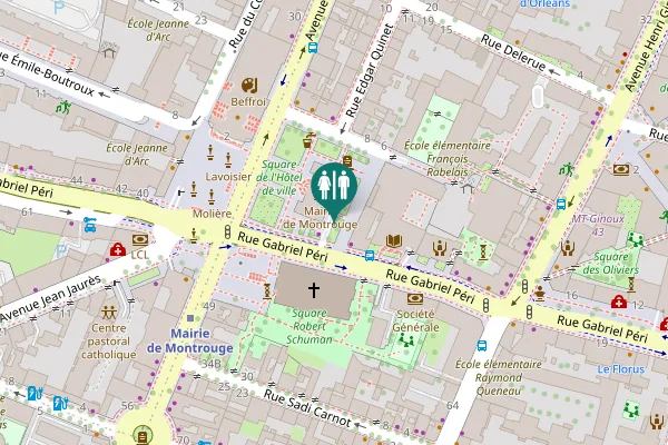 Map showing location of Place de la Mairie Toilet