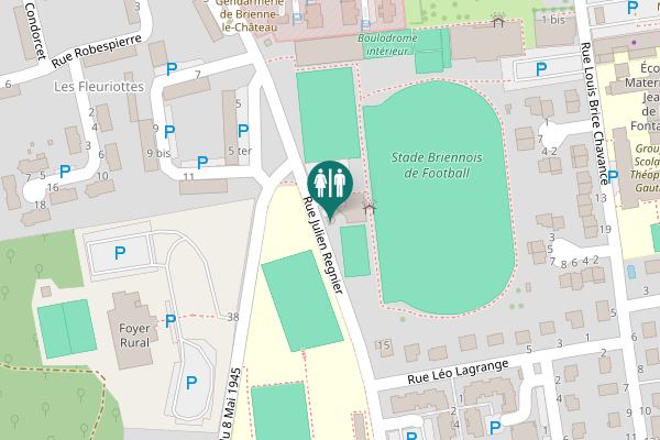 Map showing location of Toilettes du Stade Briennois