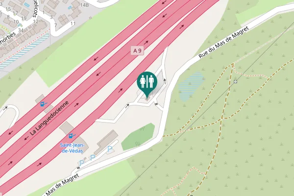 Map showing location of Rue du Mas de Magret Toilet