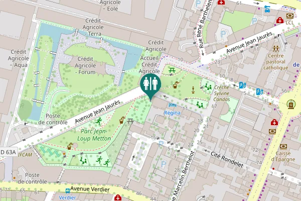 Map showing location of Place des États-Unis 17 Toilet