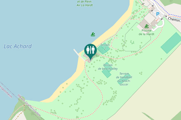 Map showing location of Chemin des Ondines Toilet