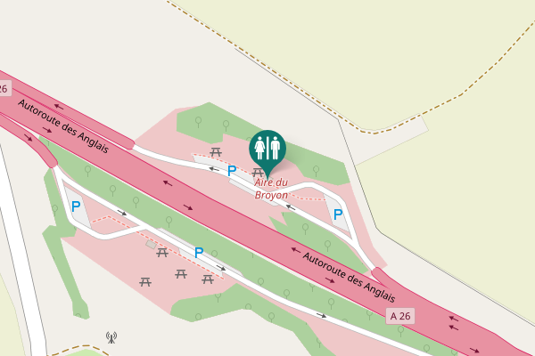 Map showing location of Autoroute des Anglais Toilet