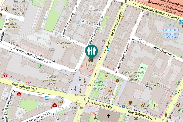 Map showing location of Place Émile Cresp 2 Toilet