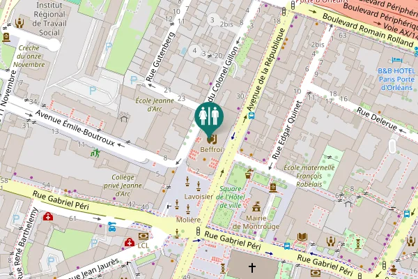 Map showing location of Place Émile Cresp 2 Toilet