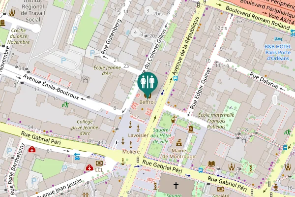Map showing location of Place Émile Cresp 2 Toilet