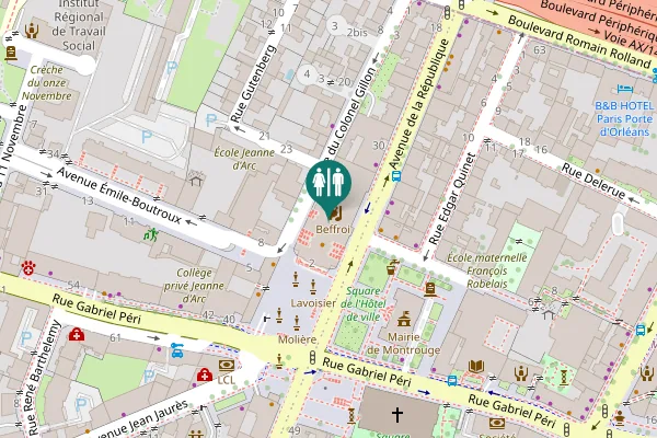 Map showing location of Place Émile Cresp 2 Toilet